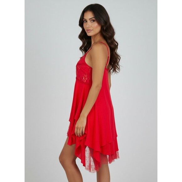 VERY RARE Free People Rose Layered Lace Trim Mini Slip Dress | Boho Balletcore S - Picture 5 of 16